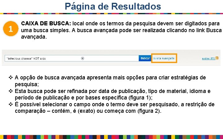 Página de Resultados 1 CAIXA DE BUSCA: local onde os termos da pesquisa devem