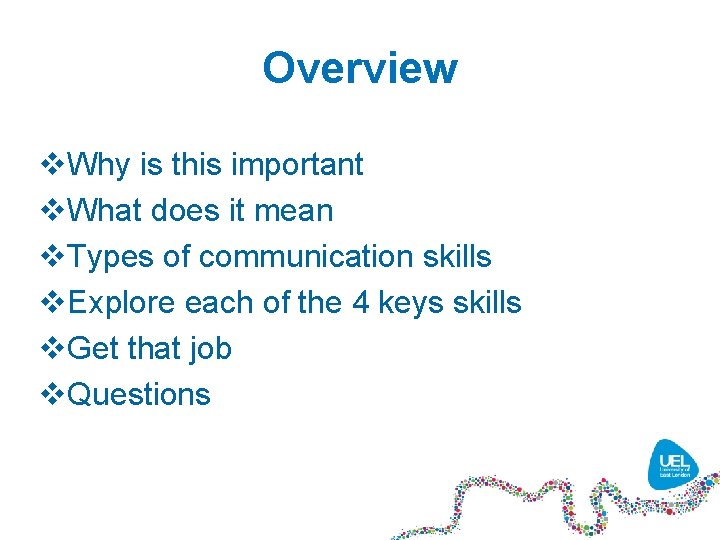 Overview v. Why is this important v. What does it mean v. Types of