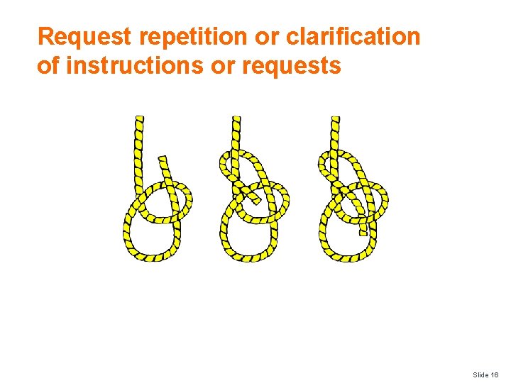 Request repetition or clarification of instructions or requests Slide 16 