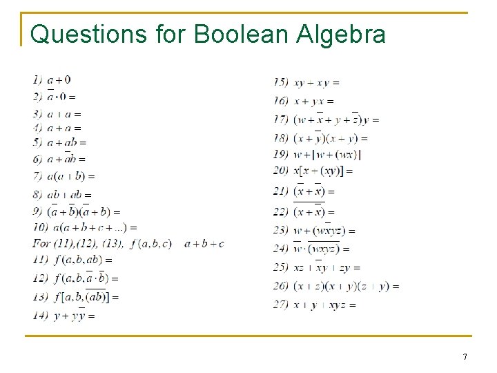 Engg 1015 Tutorial N N N Digital Logic