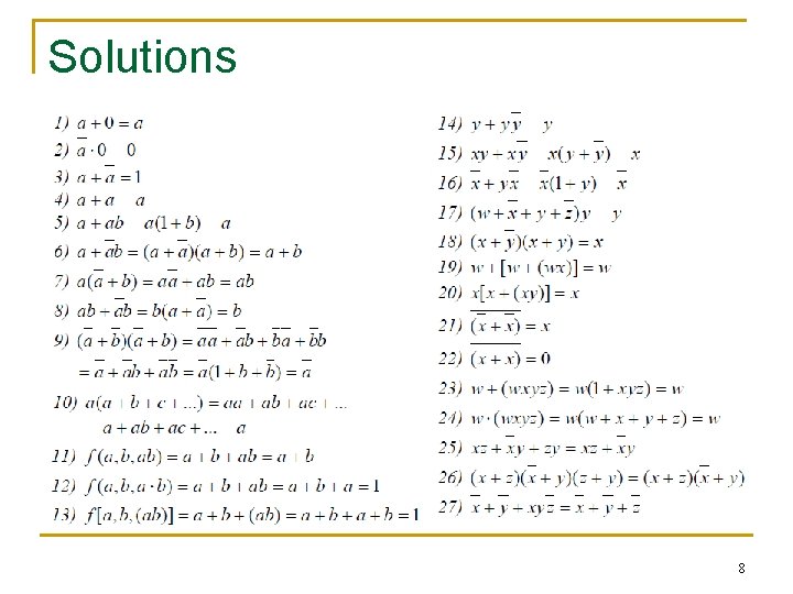 Solutions 8 Solutions 8