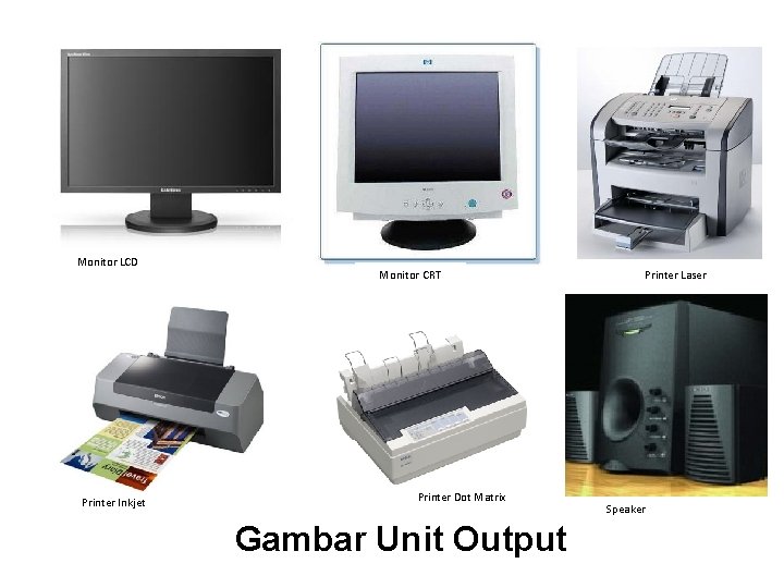 Monitor LCD Printer Inkjet Monitor CRT Printer Dot Matrix Gambar Unit Output Printer Laser