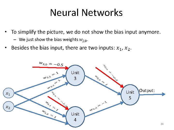 Neural Networks • Unit 3 Unit Output: 5 Unit 4 24 