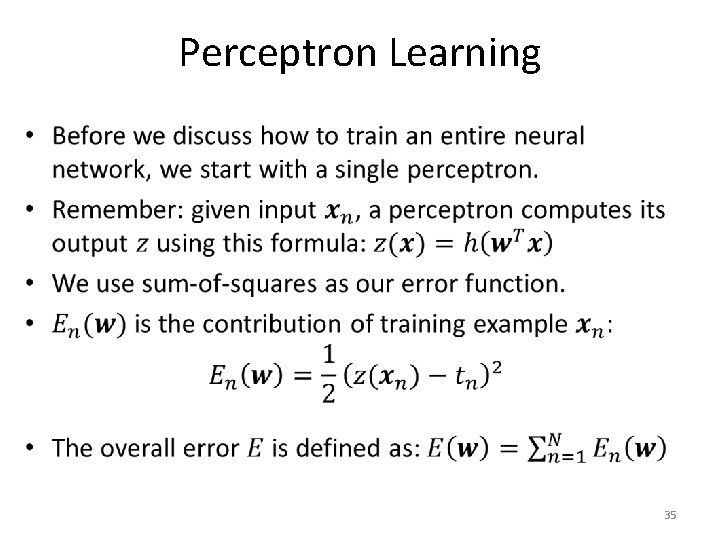 Perceptron Learning • 35 