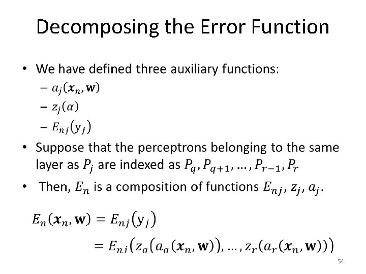 Decomposing the Error Function • 54 