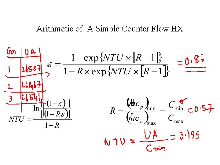 Arithmetic of A Simple Counter Flow HX 