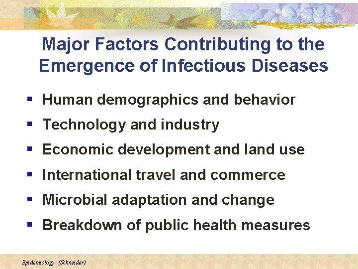 Major Factors Contributing to the Emergence of Infectious Diseases § Human demographics and behavior