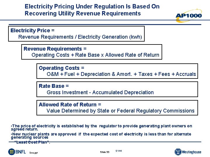 Electricity Pricing Under Regulation Is Based On Recovering Utility Revenue Requirements Electricity Price = Electricity Pricing Under Regulation Is Based On Recovering Utility Revenue Requirements Electricity Price =