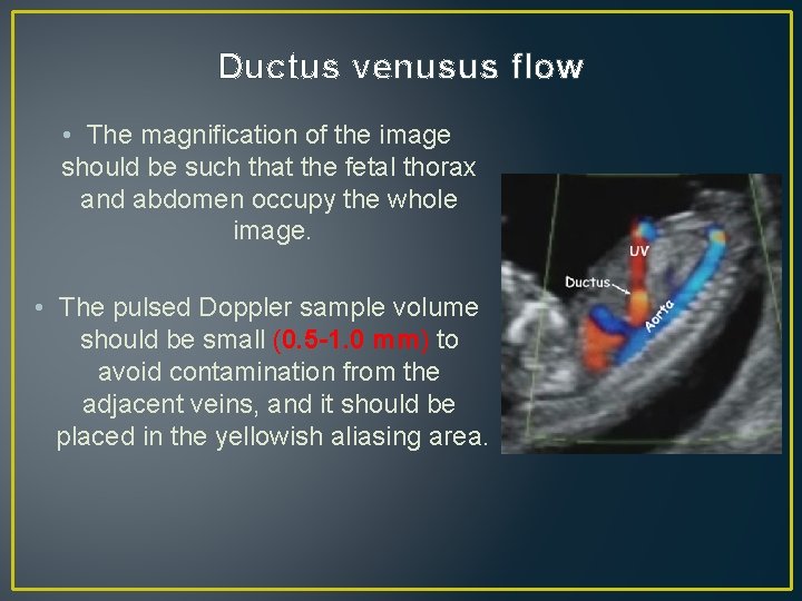Ductus venusus flow • The magnification of the image should be such that the Ductus venusus flow • The magnification of the image should be such that the