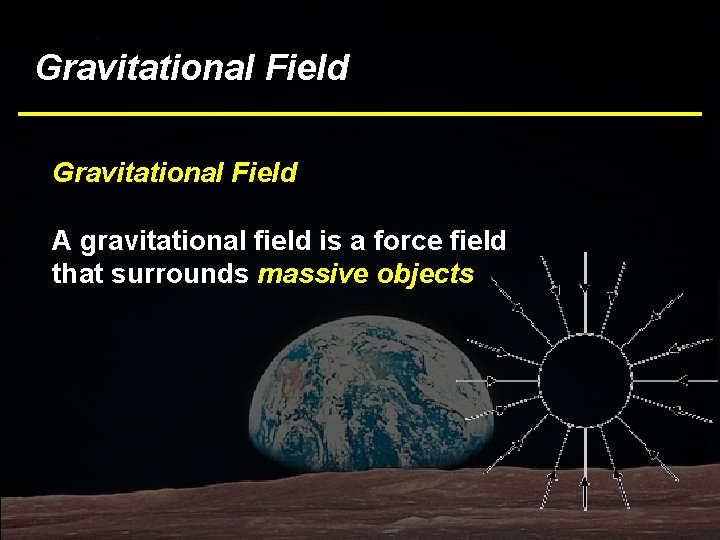 Gravitational Field A gravitational field is a force field that surrounds massive objects 