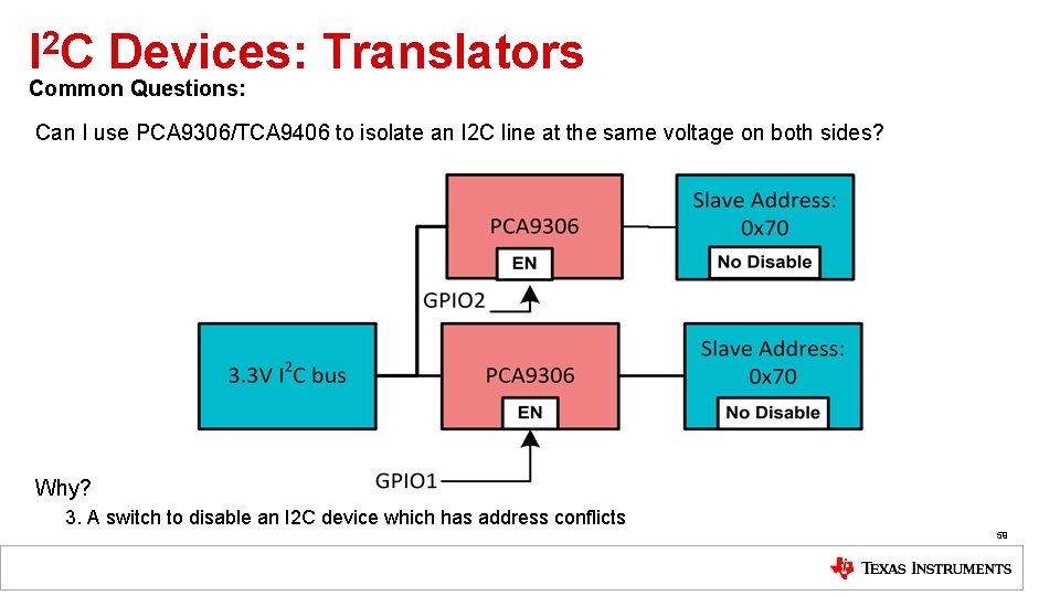 I 2 C Devices: Translators Common Questions: Can I use PCA 9306/TCA 9406 to