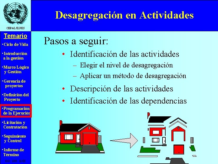 Desagregación en Actividades CEPAL/ILPES Temario • Ciclo de Vida • Introducción a la gestión