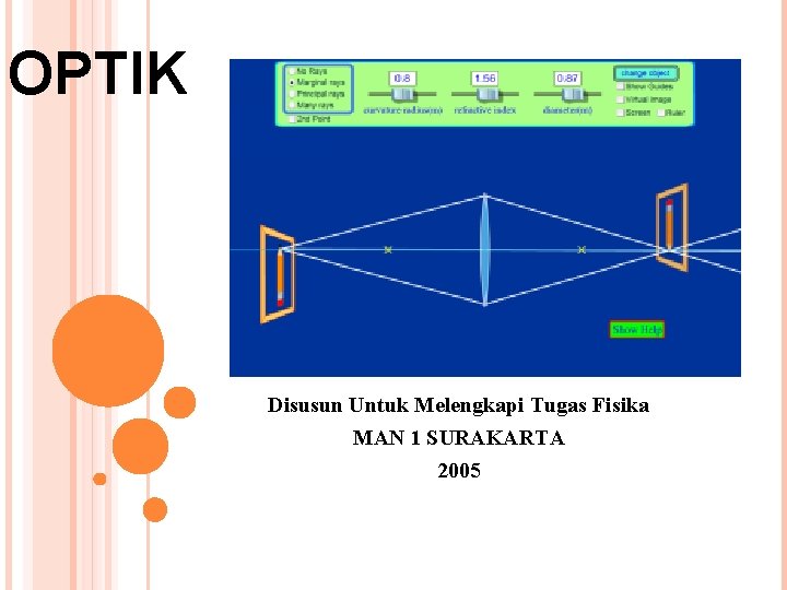 OPTIK Disusun Untuk Melengkapi Tugas Fisika MAN 1 SURAKARTA 2005 