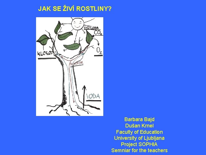 JAK SE ŽIVÍ ROSTLINY? Barbara Bajd Dušan Krnel Faculty of Education University of Ljubljana
