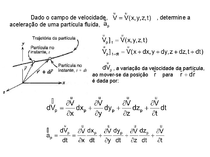 Dado o campo de velocidade, aceleração de uma partícula fluida, , determine a ,