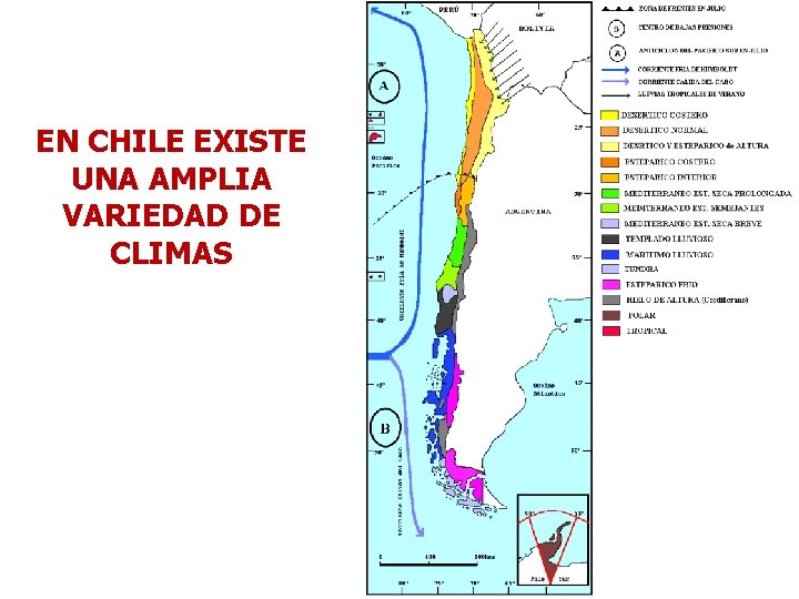 EN CHILE EXISTE UNA AMPLIA VARIEDAD DE CLIMAS 