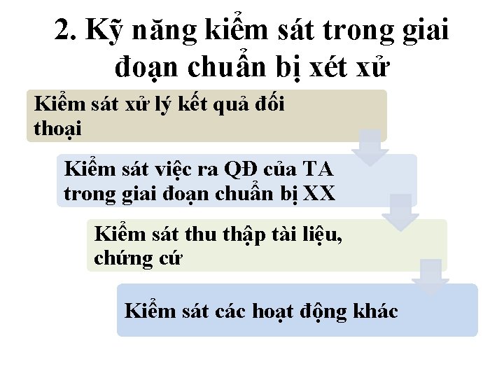 2. Kỹ năng kiểm sát trong giai đoạn chuẩn bị xét xử Kiểm sát