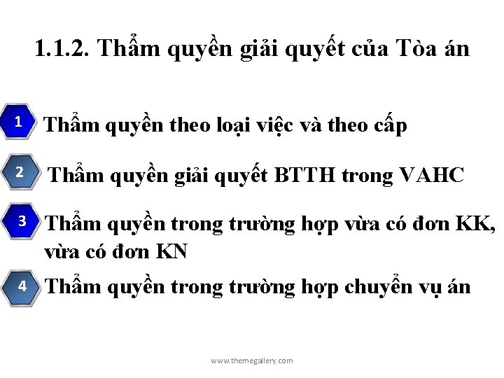 1. 1. 2. Thẩm quyền giải quyết của Tòa án 1 Thẩm quyền theo