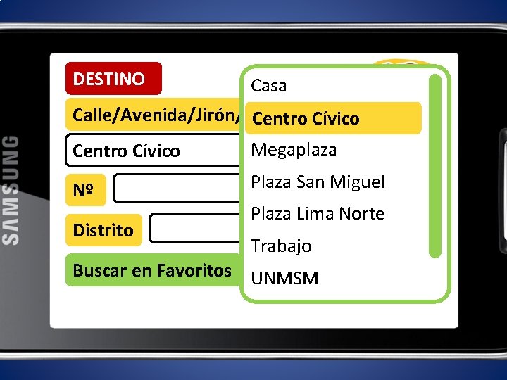 DESTINO Casa Calle/Avenida/Jirón/Pasaje Centro Cívico Smart Bus Centro Cívico Megaplaza Nº Plaza San Miguel