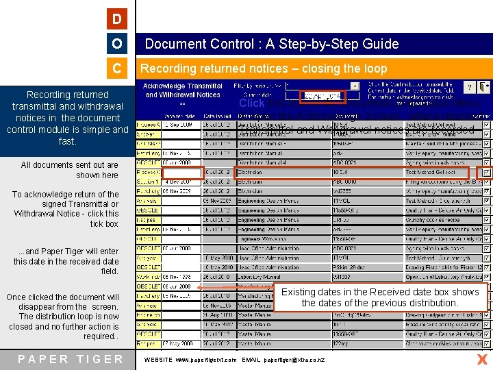 D O C Recording returned transmittal and withdrawal notices in the document control module