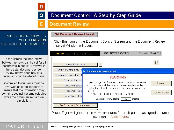 D O Document Control : A Step-by-Step Guide C Document Review PAPER TIGER PROMPTS