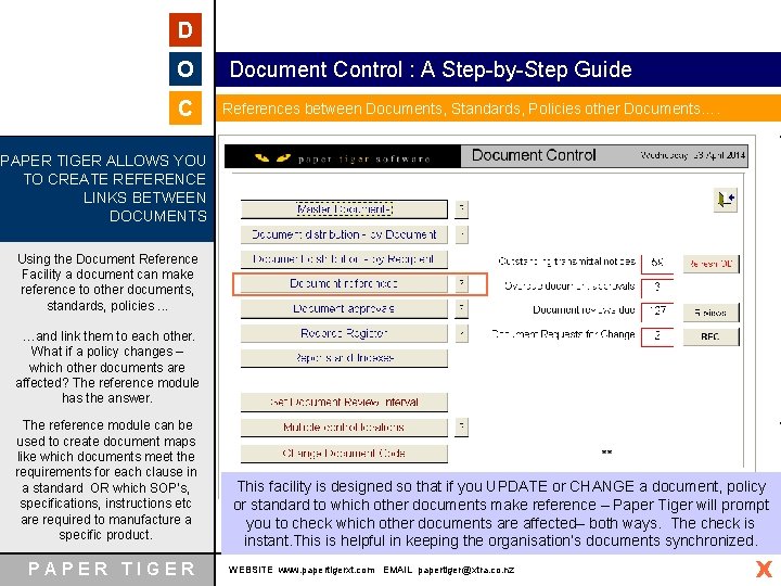 D O C Document Control : A Step-by-Step Guide References between Documents, Standards, Policies