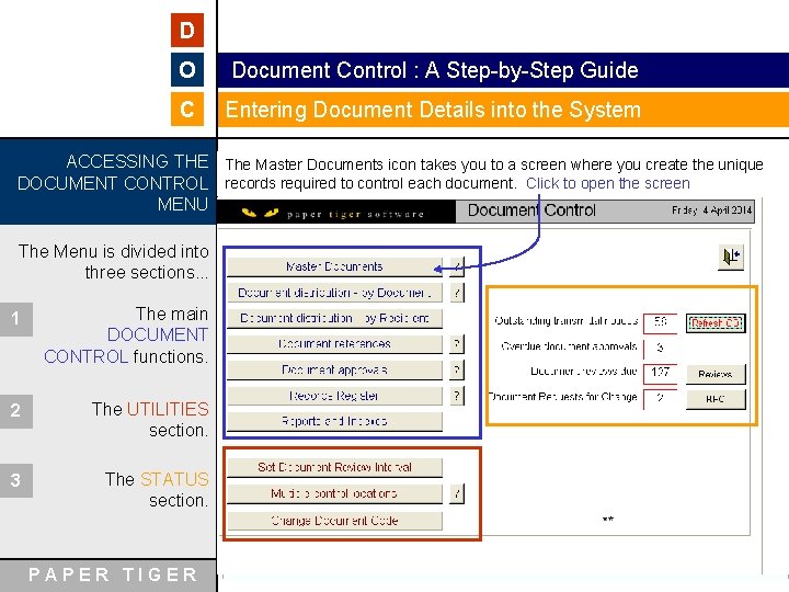 D O Document Control : A Step-by-Step Guide C Entering Document Details into the