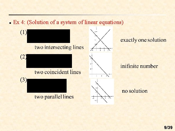 n Ex 4: (Solution of a system of linear equations) (1) (2) (3) 9/39