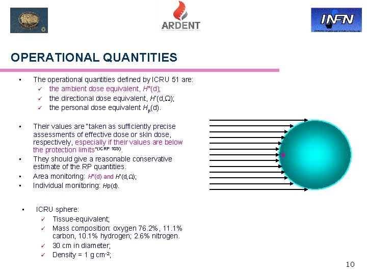 OPERATIONAL QUANTITIES • The operational quantities defined by ICRU 51 are: ü the ambient