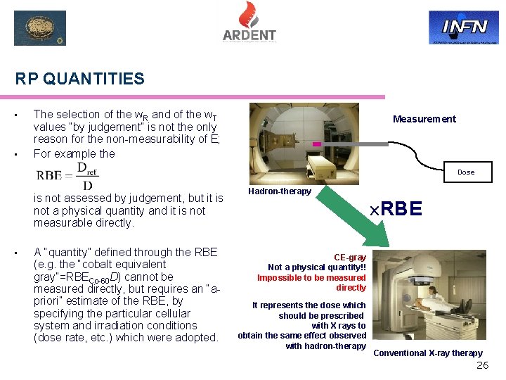 RP QUANTITIES • • The selection of the w. R and of the w.