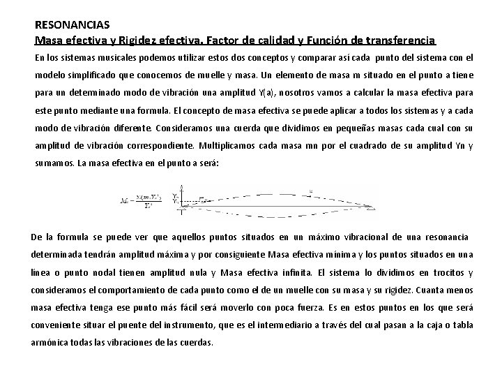 RESONANCIAS Masa efectiva y Rigidez efectiva. Factor de calidad y Función de transferencia En