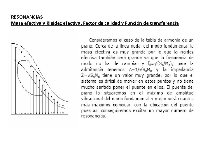 RESONANCIAS Masa efectiva y Rigidez efectiva. Factor de calidad y Función de transferencia 