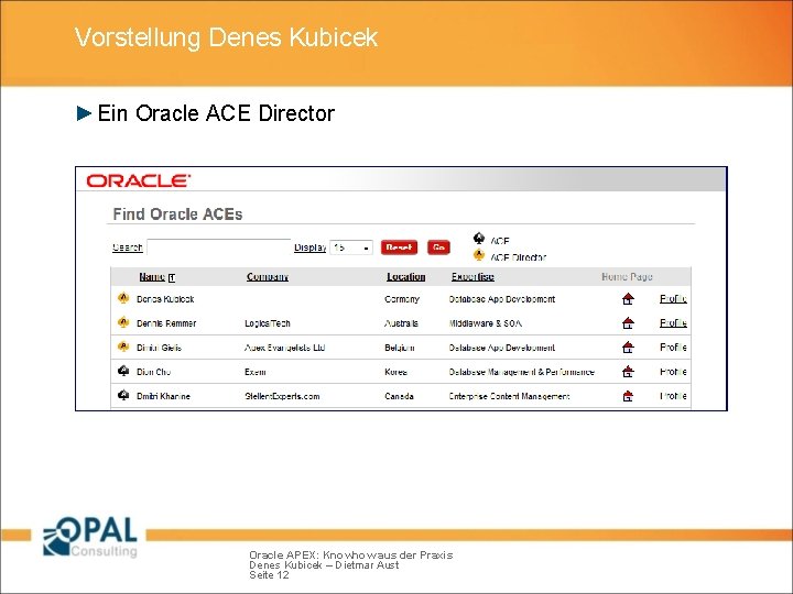 Vorstellung Denes Kubicek ► Ein Oracle ACE Director Oracle APEX: Knowhow aus der Praxis