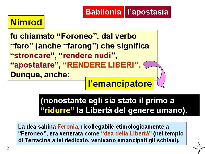 Babilonia l’apostasìa Nimrod fu chiamato “Foroneo”, dal verbo “faro” (anche “farong”) che significa “stroncare”,