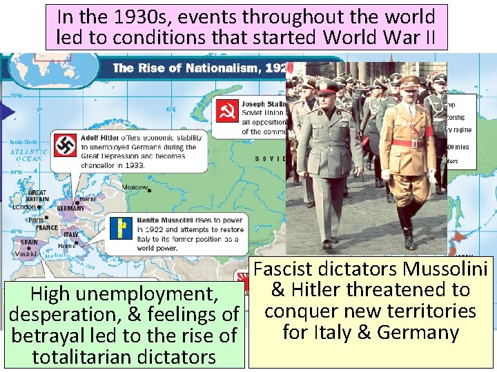 In the 1930 s, events throughout the world led to conditions that started World