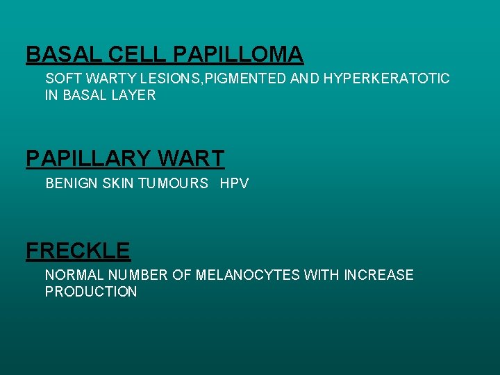BASAL CELL PAPILLOMA SOFT WARTY LESIONS, PIGMENTED AND HYPERKERATOTIC IN BASAL LAYER PAPILLARY WART