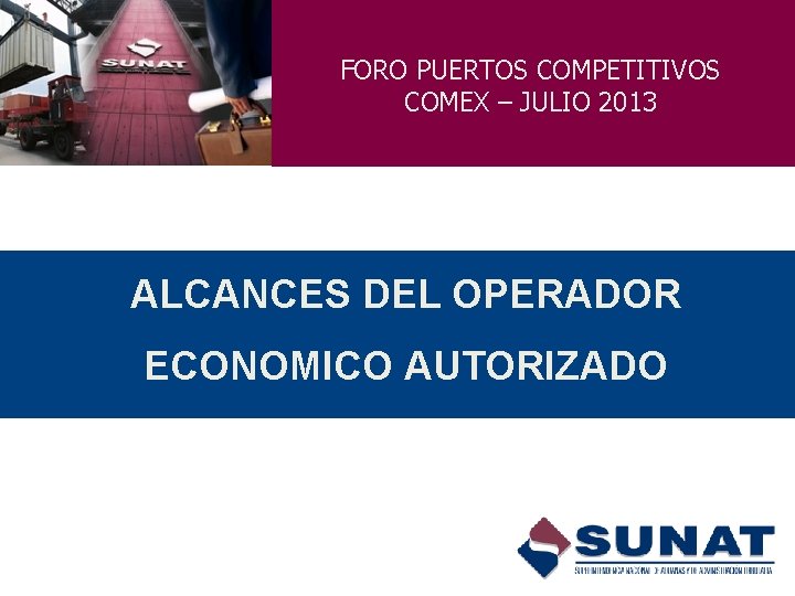 FORO PUERTOS COMPETITIVOS COMEX – JULIO 2013 ALCANCES DEL OPERADOR ECONOMICO AUTORIZADO 