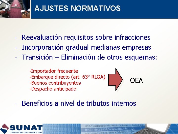 AJUSTES NORMATIVOS - Reevaluación requisitos sobre infracciones Incorporación gradual medianas empresas Transición – Eliminación