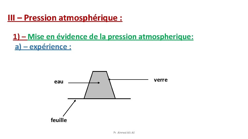 III – Pression atmosphérique : 1) – Mise en évidence de la pression atmospherique: