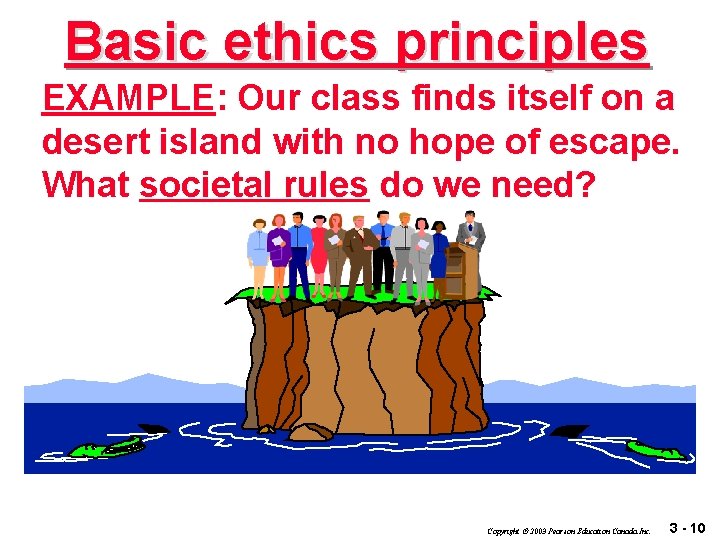 Basic ethics principles EXAMPLE: Our class finds itself on a desert island with no