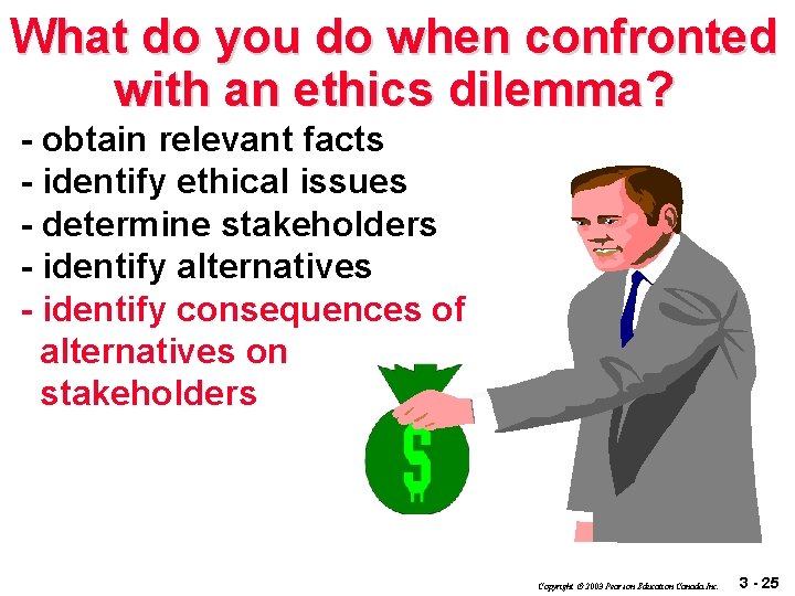 What do you do when confronted with an ethics dilemma? - obtain relevant facts