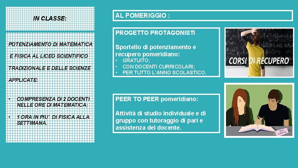 IN CLASSE: AL POMERIGGIO : PROGETTO PROTAGONISTI POTENZIAMENTO DI MATEMATICA E FISICA AL LICEO IN CLASSE: AL POMERIGGIO : PROGETTO PROTAGONISTI POTENZIAMENTO DI MATEMATICA E FISICA AL LICEO