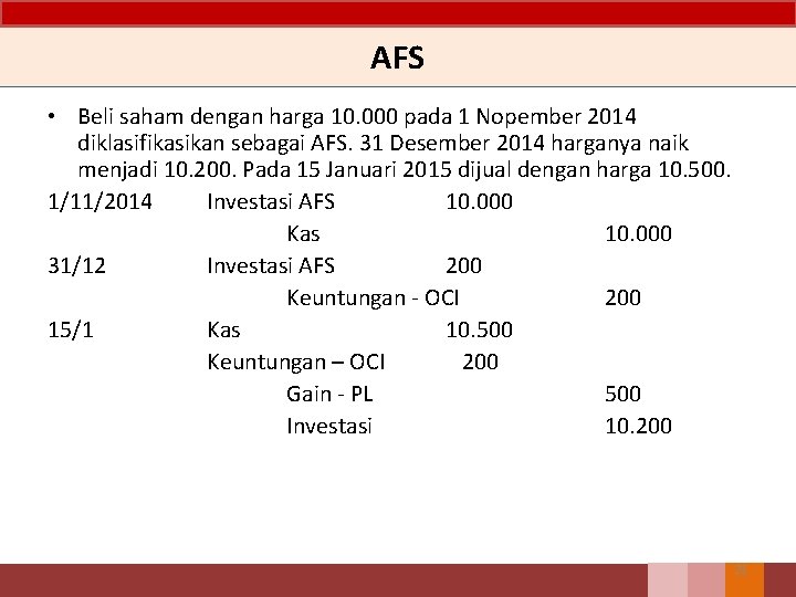 AFS • Beli saham dengan harga 10. 000 pada 1 Nopember 2014 diklasifikasikan sebagai