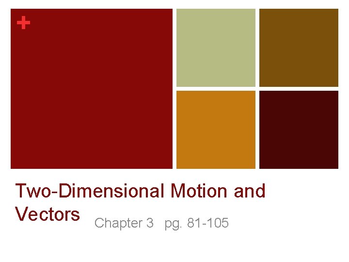 + Two-Dimensional Motion and Vectors Chapter 3 pg. 81 -105 