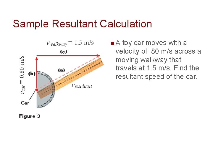 Sample Resultant Calculation n. A toy car moves with a velocity of. 80 m/s