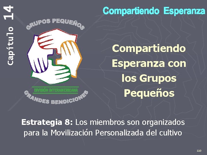 14 Capítulo Compartiendo Esperanza con los Grupos Pequeños Estrategia 8: Los miembros son organizados