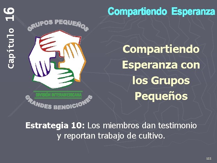 16 Capítulo Compartiendo Esperanza con los Grupos Pequeños Estrategia 10: Los miembros dan testimonio