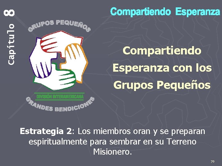 8 Capítulo Compartiendo Esperanza con los Grupos Pequeños Estrategia 2: Los miembros oran y