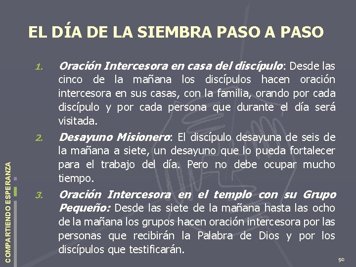 EL DÍA DE LA SIEMBRA PASO 1. COMPARTIENDO ESPERANZA 2. 3. Oración Intercesora en