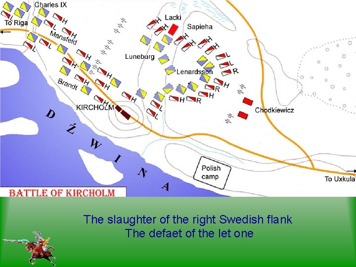 The slaughter of the right Swedish flank The defaet of the let one 